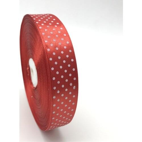 5Yards 1" 25mm Red Printing Polka Dot Satin Ribbon Hair Bow Christmas Wedding Decoration DIY Sewing Craft