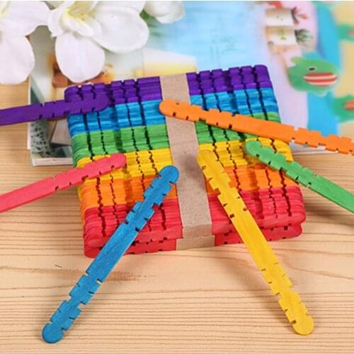 50Pcs/set Natural Wood Ice Cream Stick Kids DIY Hand Crafts Multicolor Lolly Cake Tools Portable Handmade Accessories