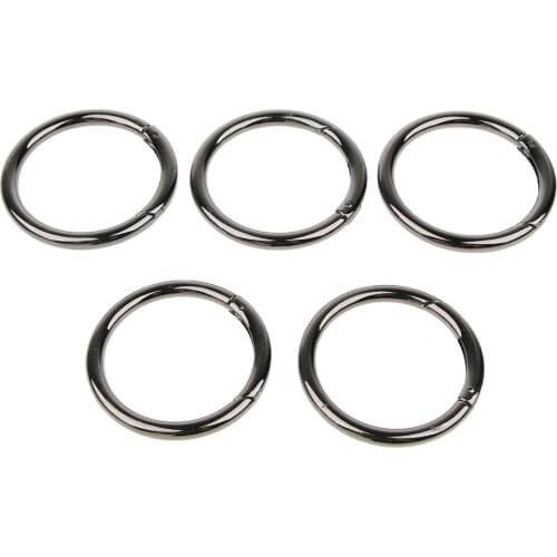 5x Round Snap Hooks Ring Keychain Carabiners Clip Camping Hiking Black 51mm