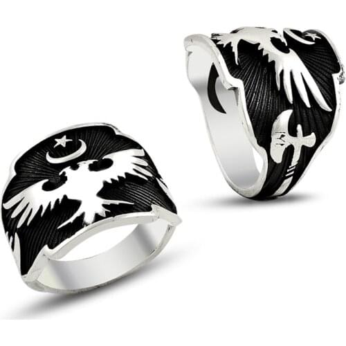 925 Silver Eagle Printed Resurrection Ertugrul Ring for Men