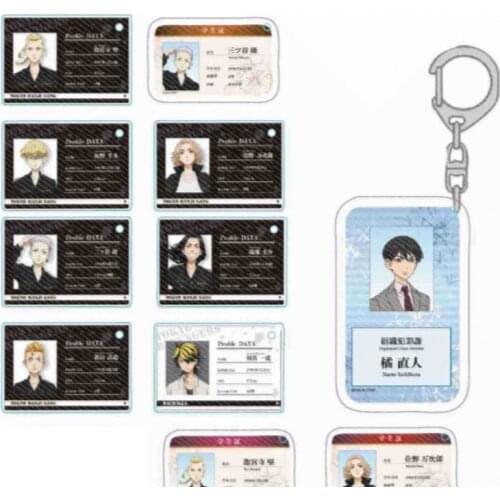 Anime Tokyo Revengers Acrylic Keychain Sano Manjiro Hanagaki Takemichi Pendant Keyring School Bag Charm Q Version Student Card