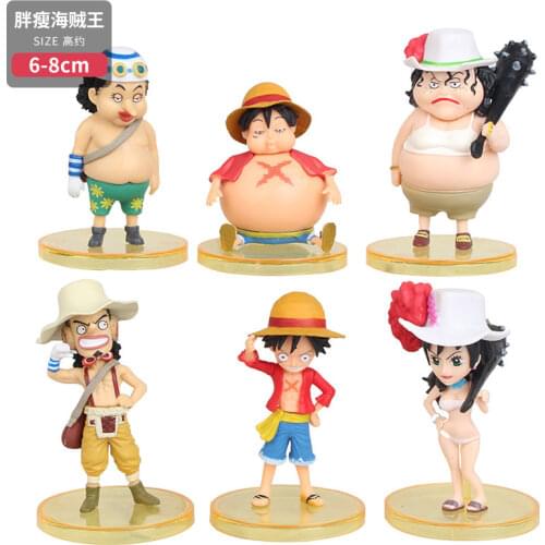 Anime Surrounding One Piece 6 Foodie Usopp Luffy Straw Hat Group Fat and Thin Swimsuit Hand-made Decorative Ornaments