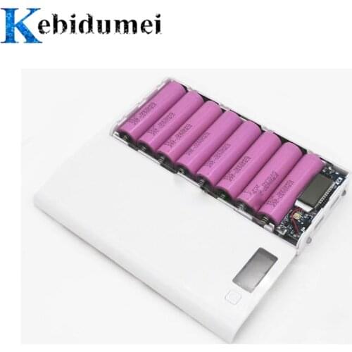 Kebidumei 18650 Battery Case External Dual USB DIY Power Bank Charger Box Shell 8 * 18650 LCD Display For Mobile Phone Charging