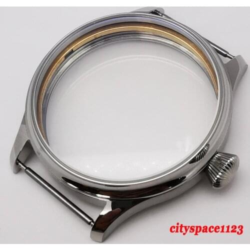 44mm Corgeut 316L stainless steel case fit ST36 ETA 6497 6498 mechanical movement Watch Case