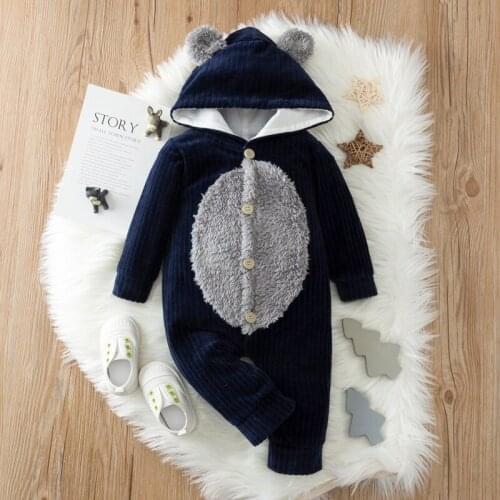 Baby Romper Girl Boys Baby Clothes Winter Warm Overall Baby Clothing Ear One Piece Jumpsuit