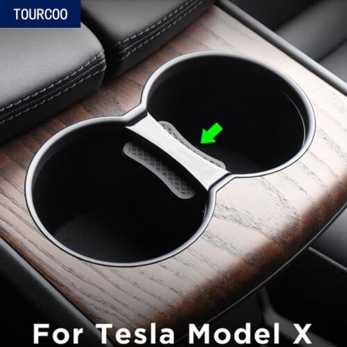 For Tesla Model X S 2017-2020 Center Console Water Cup Slot Slip Limit Clip Holder
