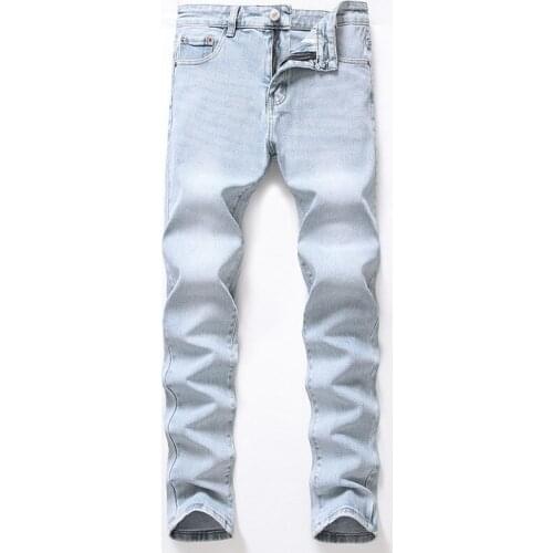 Jeans Mens Elastic Light Color Jeans Mens High End Sand Wash Slim Mens Jeans Pants men skinny jeans