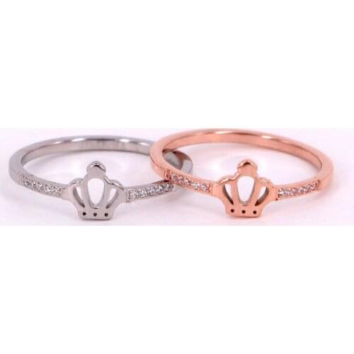 Elegant Fashion CNC Micro Diamond Crown Ring Little Finger Ring Trendy Rose Gold Ring Couple Rings