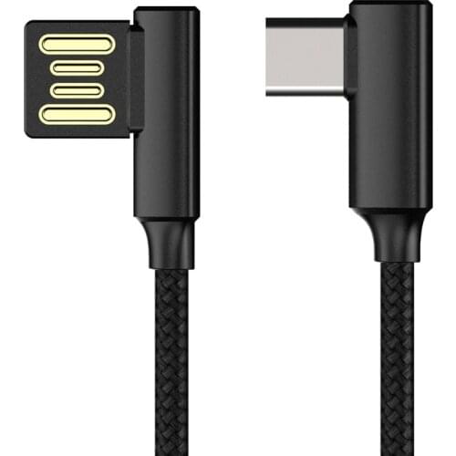 1.2M 4Ft Type-C Cable Braided 90 Degree Right Angle to USB2.0 90 degree right angle cellphone Fast Data Sync Cables