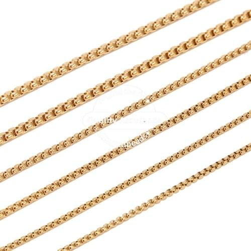 2 Meters Stainless Steel 2mm 3mm 4mm Square Rolo Chains Gold Round Box Chains DIY Jewelry Making Findings Wholesale Bulk