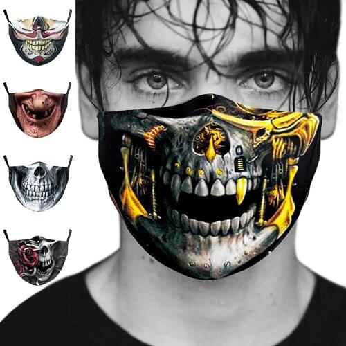 Fashion Cospaly Halloween Horror Skull Mouth Masks Womens Men Unisex Face-Protection Breathable Cycling Spots Adult Party Mask