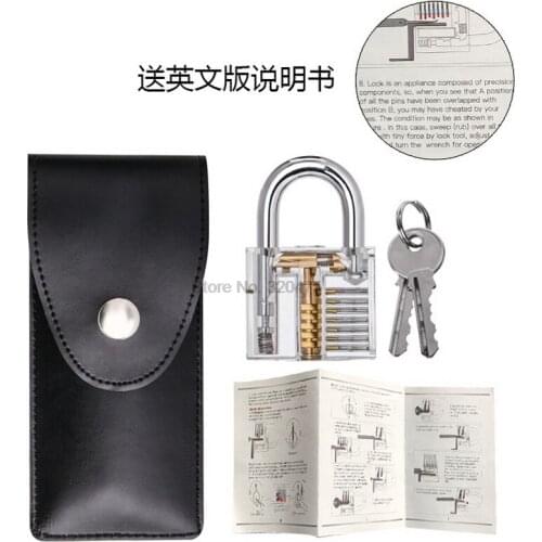 DHL 20set Hand Tools Lock Pick Set Transparent Visible Practice Padlock With Broken Key Removing Hooks 15pcs/set