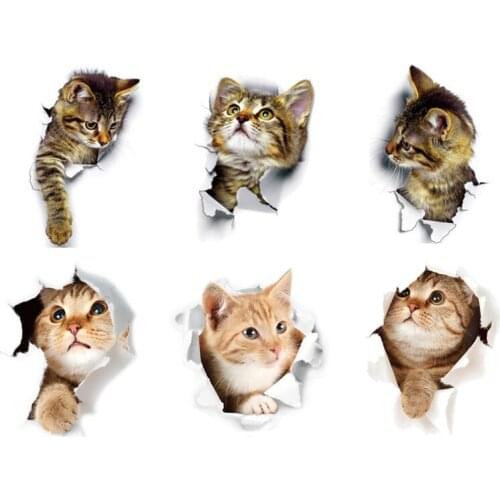 Cute Kitchen 3D Cat Dog Sticker Toilet Living Room Home Decor Waterproof Refreigter Poster Wall Sticker Decor Art Poster DIY PVC
