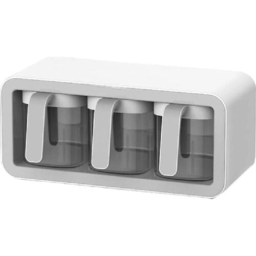 Wall-mounted Spice Organizer Sugar Bowl Salt Shaker Seasoning Container With Spoons Kitchen Supplies Storage Set