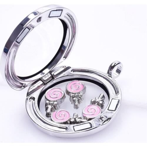 F97 Enamel Pink Sugar-loaf Lollipop Charms For Floating Glass Locket 12*6mm