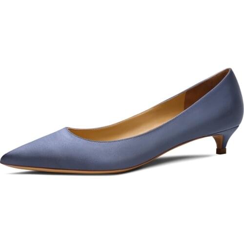 Sexy Women Silk Med High Heels Pumps Pointed Toe Stiletto Thin Heel Shallow Pumps Blue Red Wedding Dress Shoes Big Size M0108