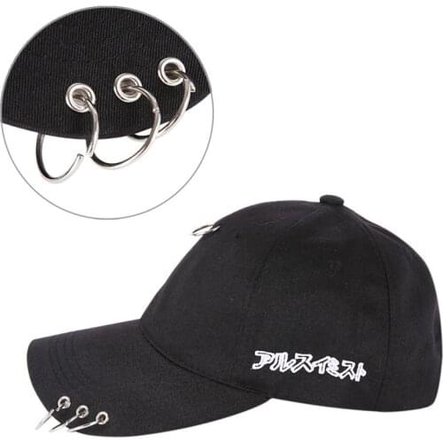 Spring Summer Men Hiking Caps with A Ring Cap Clip Ring Embroidery Cotton Unisex Snapback Hip Hop Hat Sport Cap