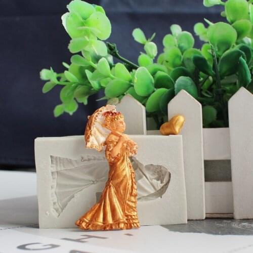DIY Epoxy Resin Lady Umbrella Shape Silicone Mold Fondant Cake Baking Decoration Chocolate Mold Lady Umbrella Silicone Mold