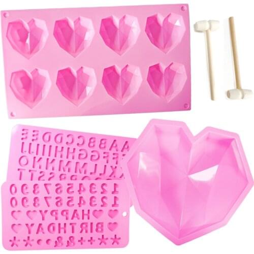 DIY Love Heart Shape Silicone Molds 3D Dessert Mold Chocolate Mold Cake Silicone Cheesecake Mousse Dessert Cake tray mold