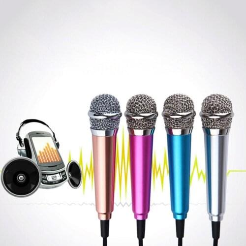 Cute 3.5MM Condenser Microphone K Song Protable Phone Sing Bar Small Karaoke Live Computer Mic with Stand For iPhone Samsung
