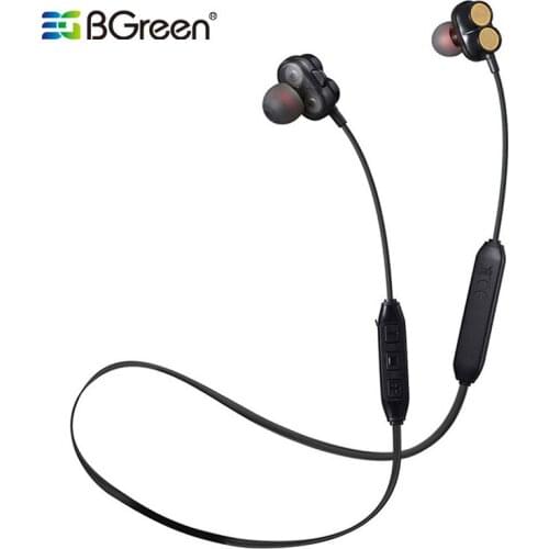BGreen Sports Bluetooth Earphone 4 Speaker Stereo Wireless Headset With Microphone IPX5 Waterproof 4 Transducer Bass Earphone