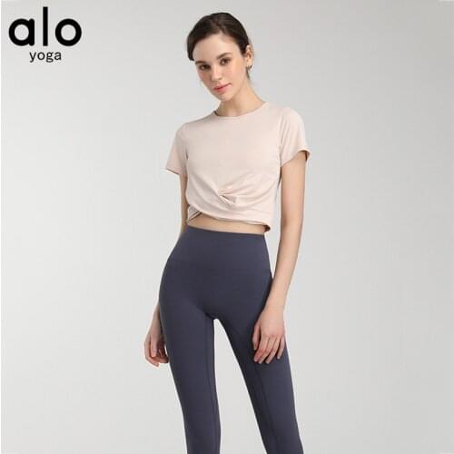Alo Yoga Tank Top Women Blouses Sport Female Soft Gym Workout Jogging T shirt Short Sleeve Training Running Shirts -40
