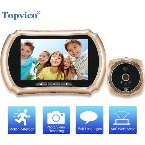 Topvico Door Video Peephole Doorbell Camera Motion Detection 4.0" Monitor Digital Viewer Video-eye Security Ring Voice Record