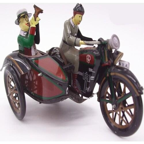 [Funny] Adult Collection Retro Wind up toy Metal Tin man Ride a tricycle Mechanical toy Clockwork toy figures model kids gift