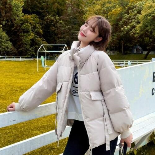 Stand Collar Womens Winter Jacket Short Style Plus Size Female Cold Coat Solid Oversized Casual Loose Thick Parkas Woman Fad