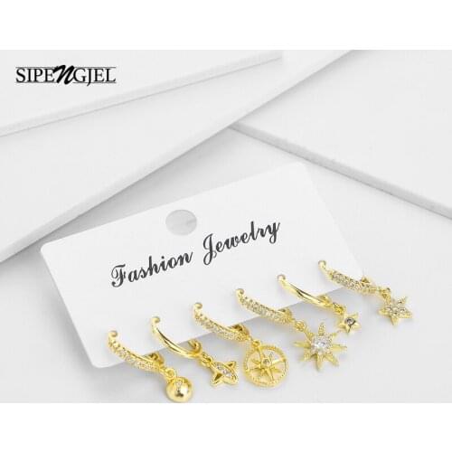 Fashion Personality Charms Star Small Hoop Earrings Sets High Quality Cz Crystal Sets Earrings For Women Korean Accessories
