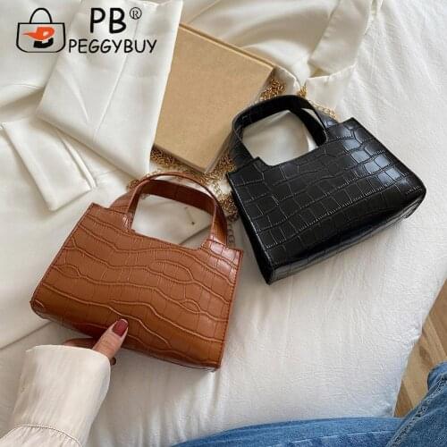 Girls Shoulder Bags PU Leather Fashion Female Chain Alligator Pattern Print Handbags Tote Solid Shoulder Underarm Bags