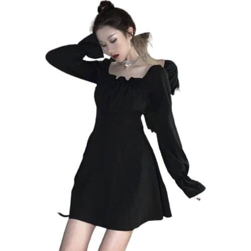 2021 Summer Sexy Dress Women Clothing EA Party Gothic Sheath Punk Solid Knee Length Vintage Harajuku Korean Night Club Vestidos
