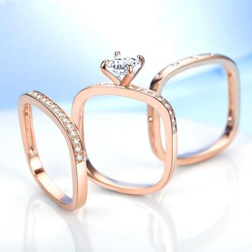 European 925 Sterling silver 3 Piece ring RING Female Crystal from Swarovskis Simple Temperament Wild fashion jewelry