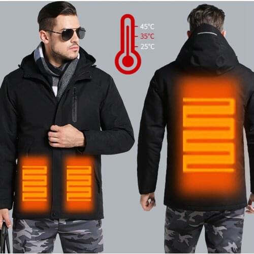 Winter USB Infrared Heating Cotton Men Women Jacket Outdoor Camping Windproof Waterproof Windbreaker Hiking Climbing Fleece Coat