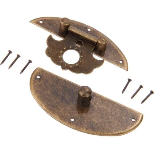 1pc Antique Furniture Box Latch Hasps 63*42mm Jewelry Chest Box Suitcase Buckle Clip Clasp Hardware Accessories