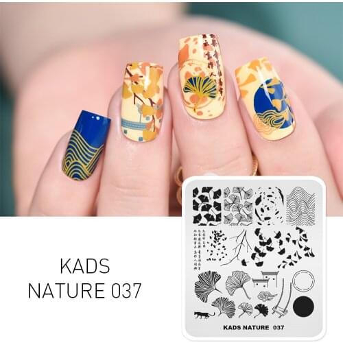 1pc Nail Art Stamping Plate Nature 037 Ginkgo biloba Pattern Stamping Plate Rectangle Template Nail Art Image Decoration Stencil