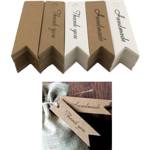 100pcs/lot 7*2cm Handmade Retro Baking Small Label Christmas Thankyou DIY Ornament Material Blank Tag Bookmark Gift Card