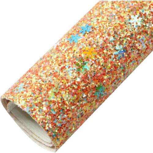 20*33cm Chunky Glitter Snowflake Sequins Faux Synthetic Leather Fabric For Bows Headband Accessories Handmade Material,1Yc17301