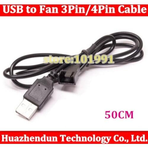 20pcs Brand NEW High Quality 50CM USB to Fan 3Pin/4Pin 5V Adapter Cable Free shipping