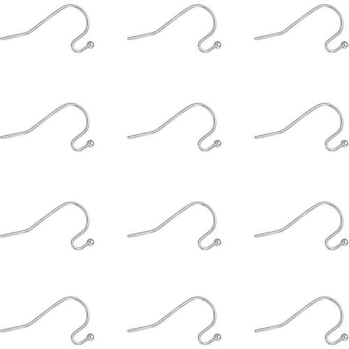 200pcs S-Shape Earring Hooks Surgical Hook Earwire with Ball Dot End Fish Ear Wire Findings Bulk for Jewelry Making 21x12x2mm
