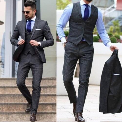 2020 Mens Suits For Wedding Groomsmen Tuxedos Business Suits Wedding Dress Groom Best Man Wear Custom 3Piece(Jacket+Pants+Vest)