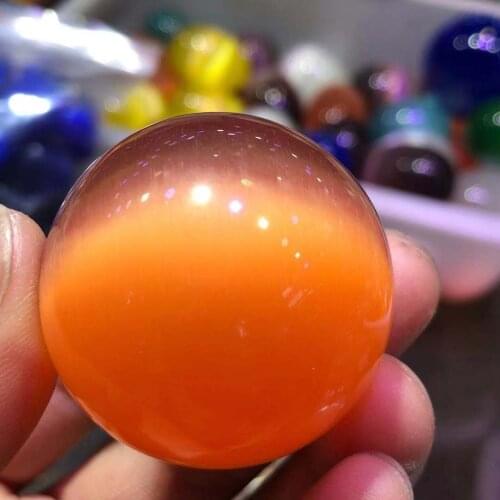 40-60mm Rare natural deep yellow cat eye crystal ball 60mm + stand 5AAA