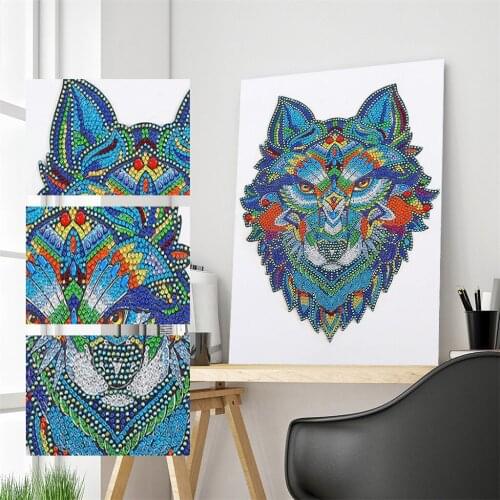 5D Partial Drill DIY Diamond Painting Special Shape Diamond Cartoon Wolf Character Animasl Cross Stitch Diamond Embroidery