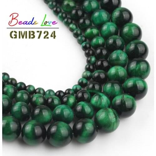 A++ Green Tiger Eye Round Loose Beads Natural Stone for Jewelry Making 4 6 8 10 12mm Diy Charm Bracelet Necklace Wholesale 15