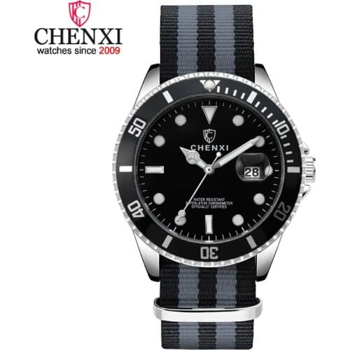 CHENXI Mens Fashion Nylon Strap Watches Top Brand Luxury Wristwatch For Male Clock Quartz Watch Waterproof Relogio Masculino
