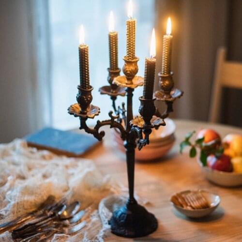 American-Style Village Cast-iron Candle Holder Table Decoration Lovers' Day Candlelight Dinner Props Romantic Lamp Vintag