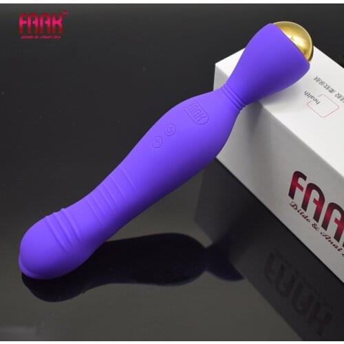 FAAK silicone wand vibrator powerful usb recharge double head vibrating anal plug clit masturbate prostate massage anal dildo
