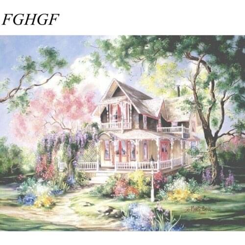 FGHGF Frameless Park Live Landscape Diy Digital Painting By Numbers Kits Acrylic Picture Hand Painted Home Wall