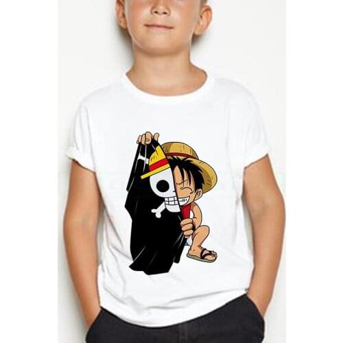 One Piece T Shirt Kids Kawaii Japanese Anime Summer Top Boys/girls Short Sleeve Casual Tshirt Cartoon Luffy T-shirt Children