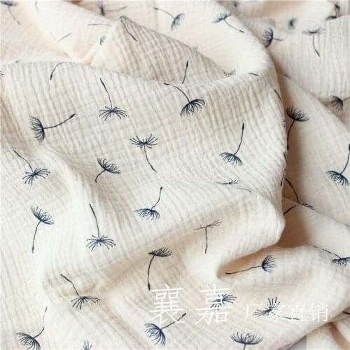 Cotton Hemp Double-layer Gauze Print Childrens Cloth Bubble Yarn Anti-mosquito Pants Pajama Fabric Sewing